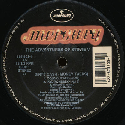 Adventures Of Stevie V. : Dirty Cash (12", Single, 49)