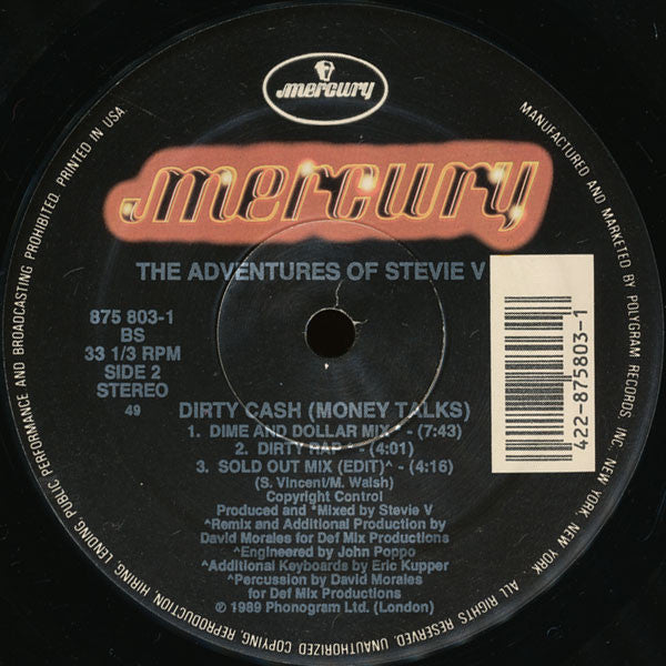 Adventures Of Stevie V. : Dirty Cash (12", Single, 49)