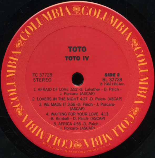 Toto : Toto IV (LP, Album, Pit)