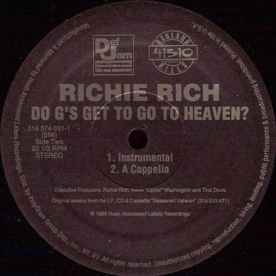 Richie Rich (2) : Do G's Get To Go To Heaven? (12", Single)