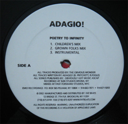 Adagio! : Poetry To Infinity / Who Is Adagio? (12")