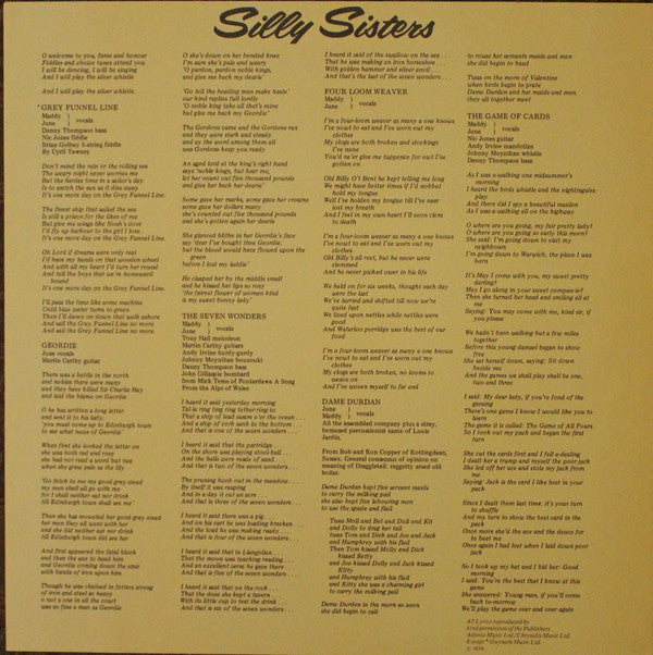 Maddy Prior & June Tabor : Silly Sisters (LP, Album, Gre)