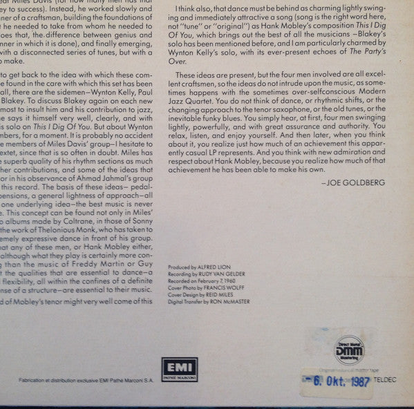 Hank Mobley : Soul Station (LP, Album, RE, RM, DMM)