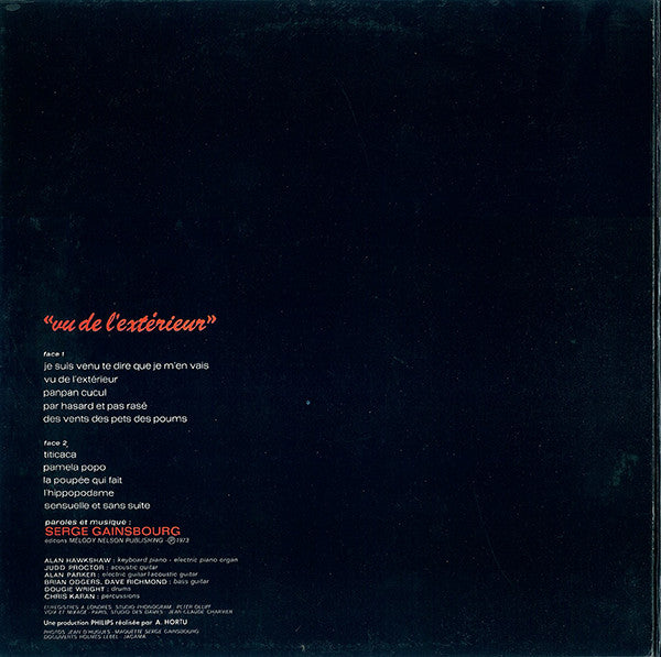 Serge Gainsbourg : Vu De L'Extérieur (LP, Album, Gat)