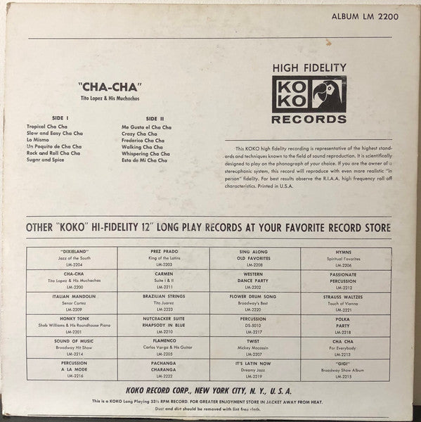 Tito Lopez And His Muchachas : Cha-Cha (LP, Album)