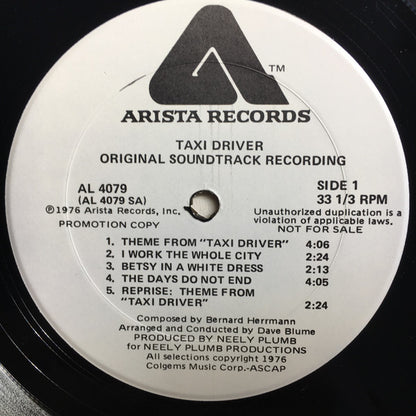 Bernard Herrmann : Taxi Driver - Original Soundtrack Recording (LP, Album, Promo)