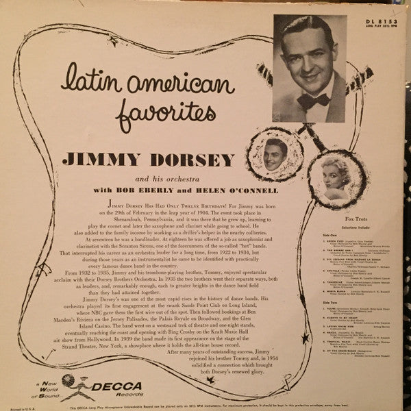 Jimmy Dorsey And His Orchestra With Bob Eberly And Helen O'Connell : Latin American Favorites... (LP, Album)