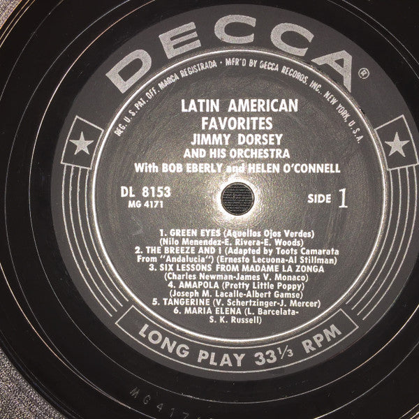 Jimmy Dorsey And His Orchestra With Bob Eberly And Helen O'Connell : Latin American Favorites... (LP, Album)