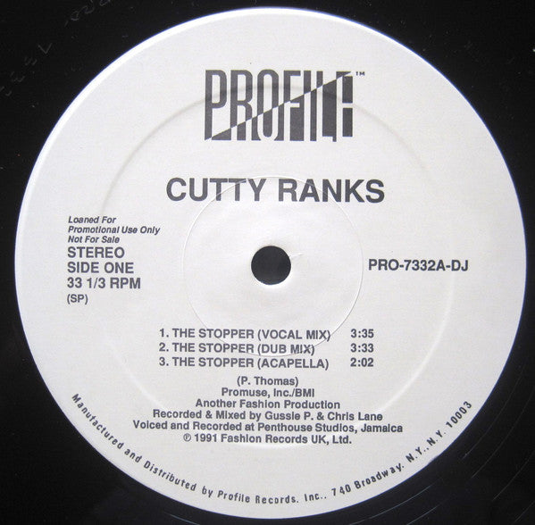 Cutty Ranks : The Stopper (12", Promo)