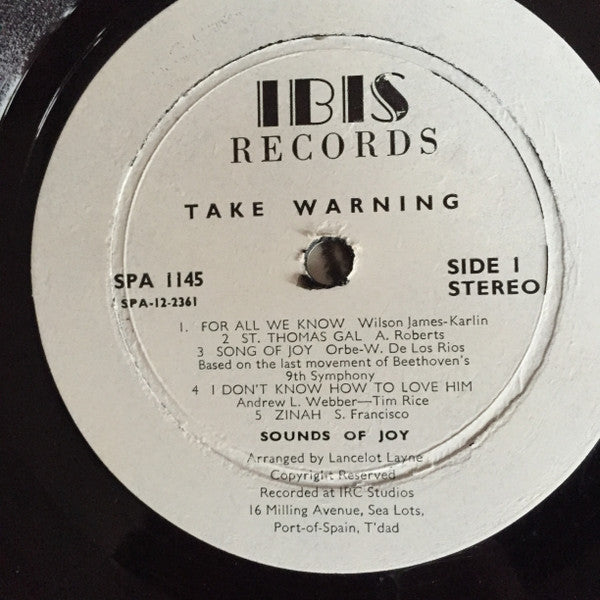 Sounds Of Joy (10) : Take Warning (LP, Album)