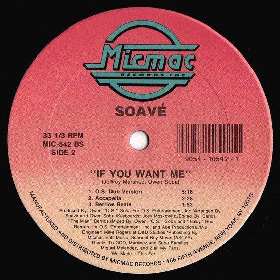 Soavé : If You Want Me (12")