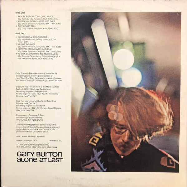 Gary Burton : Alone At Last (LP, Album, Promo, MO )