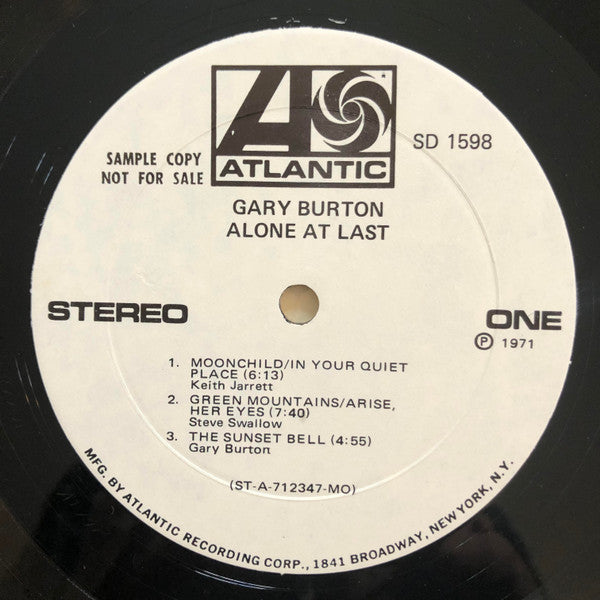 Gary Burton : Alone At Last (LP, Album, Promo, MO )