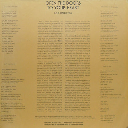 J.O.B. Orquestra : Open The Doors To Your Heart (LP, Album)