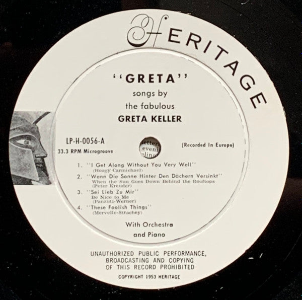 Greta Keller : A Group Of Intimate Songs By The Fabulous Greta Keller (10", Album, Mono)