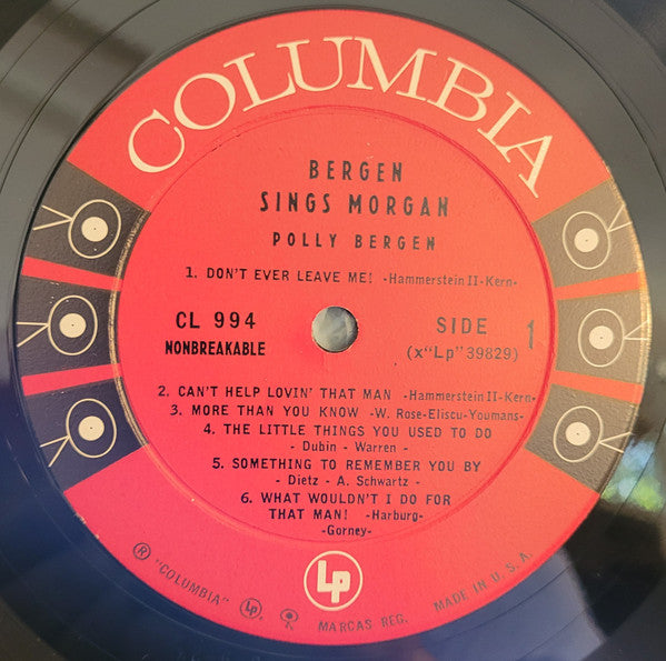 Polly Bergen : Bergen Sings Morgan (LP, Album, Mono)