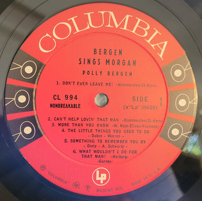 Polly Bergen : Bergen Sings Morgan (LP, Album, Mono)