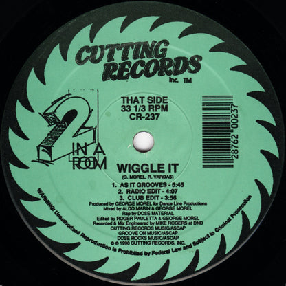 2 In A Room : Wiggle It (12", Single)