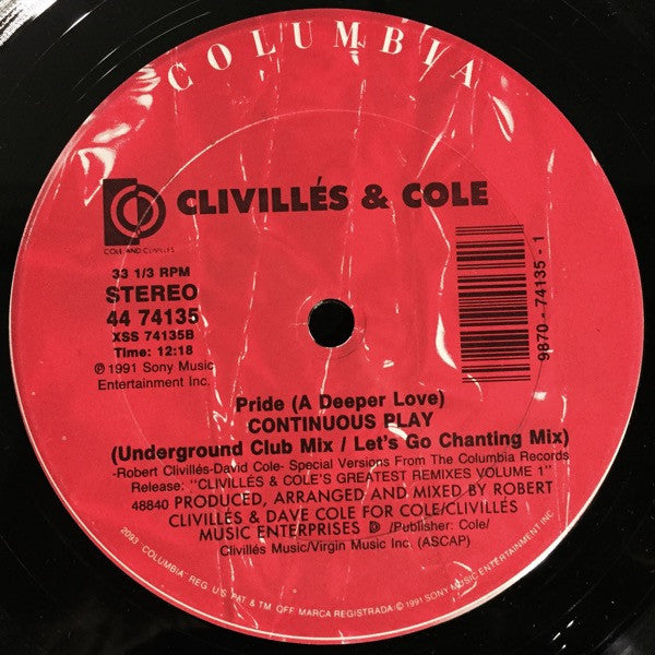 Clivillés & Cole : Pride (In The Name Of Love) (12", Single)