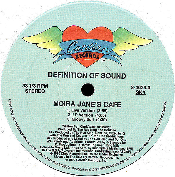 Definition Of Sound : Moira Jane's Café (12")