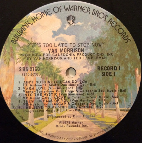 Van Morrison : It's Too Late To Stop Now (2xLP, Album, Tri)