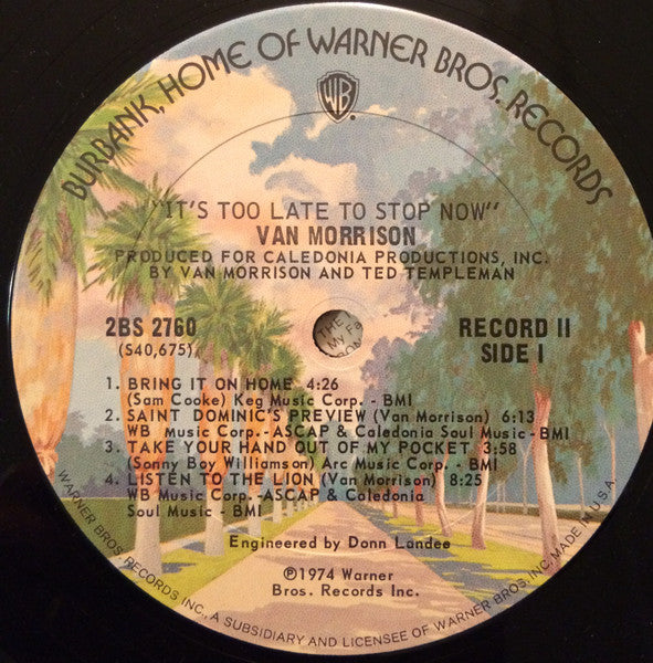 Van Morrison : It's Too Late To Stop Now (2xLP, Album, Tri)