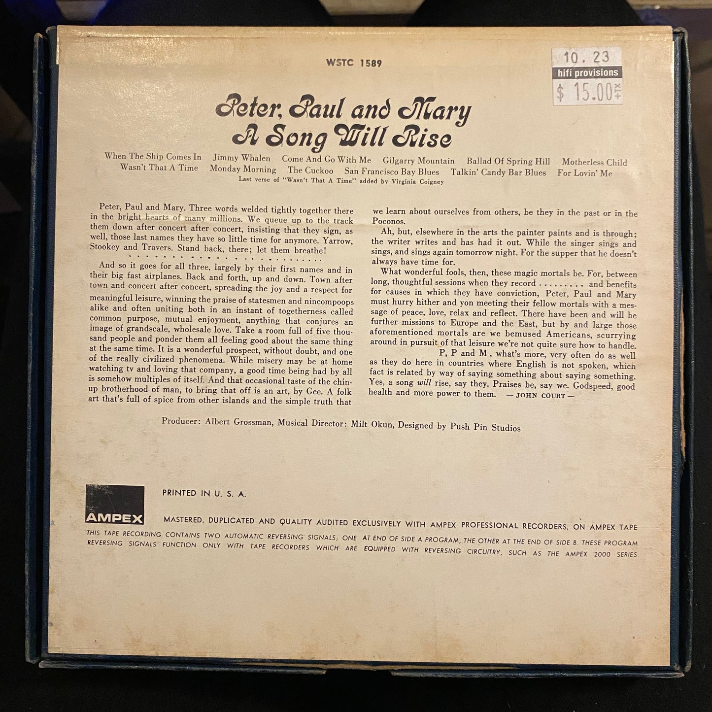 Peter, Paul And Mary – A Song Will Rise (Reel-to-Reel)