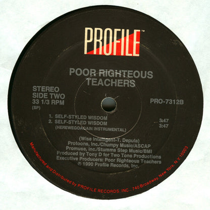 Poor Righteous Teachers : Holy Intellect / Self-Styled Wisdom (12", Single)