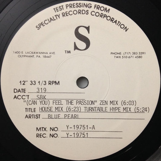 Blue Pearl : (Can You) Feel The Passion (12", TP)