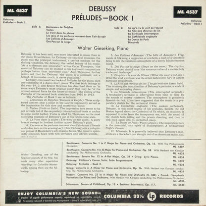 Walter Gieseking, Claude Debussy : Préludes – Book One (LP, Mono)