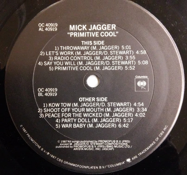 Mick Jagger : Primitive Cool (LP, Album, Bot)