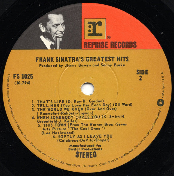 Frank Sinatra : Frank Sinatra's Greatest Hits (LP, Comp, RE, Win)