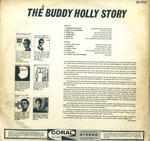 Buddy Holly : The Buddy Holly Story (LP, Comp, RE, Glo)