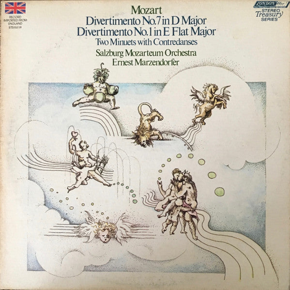 Wolfgang Amadeus Mozart, Das Mozarteum Orchester Salzburg, Ernst Märzendorfer : Divertimento No. 7 In D Major / Divertimento No. 1 In E Flat Major / Two Minuets With Contredanses (LP, Album, RE)