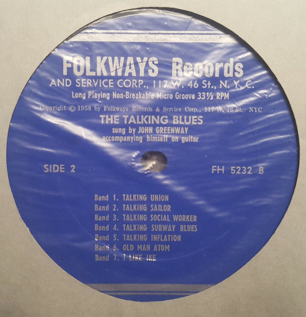 John Greenway (3) : The Talking Blues (LP, Mono)