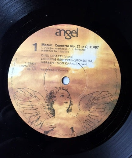Wolfgang Amadeus Mozart - Dinu Lipatti, Lucerne Festival Orchestra, Herbert von Karajan, George Enescu : Piano Concerto In C, K 467; Piano Sonata In D, Op 24 (LP, Album, Mono, RE)