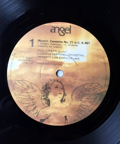 Wolfgang Amadeus Mozart - Dinu Lipatti, Lucerne Festival Orchestra, Herbert von Karajan, George Enescu : Piano Concerto In C, K 467; Piano Sonata In D, Op 24 (LP, Album, Mono, RE)