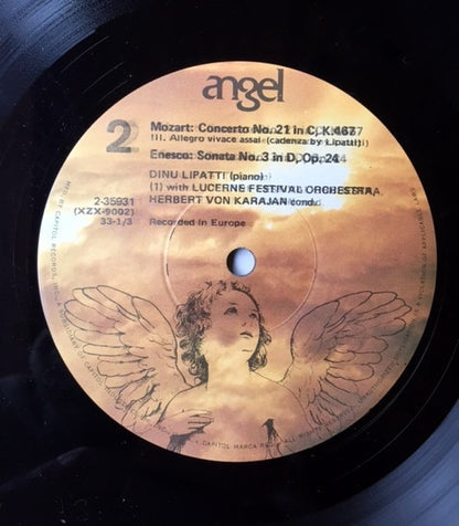Wolfgang Amadeus Mozart - Dinu Lipatti, Lucerne Festival Orchestra, Herbert von Karajan, George Enescu : Piano Concerto In C, K 467; Piano Sonata In D, Op 24 (LP, Album, Mono, RE)