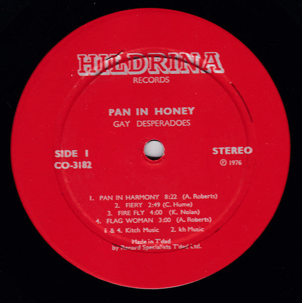 Gay Desperadoes Steel Orchestra : "Pan In Honey" (LP, Album)