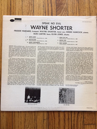 Wayne Shorter : Speak No Evil (LP, Album, RE)