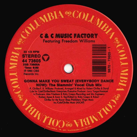 C + C Music Factory Featuring Freedom Williams : Gonna Make You Sweat (Everybody Dance Now) (12", Pic)