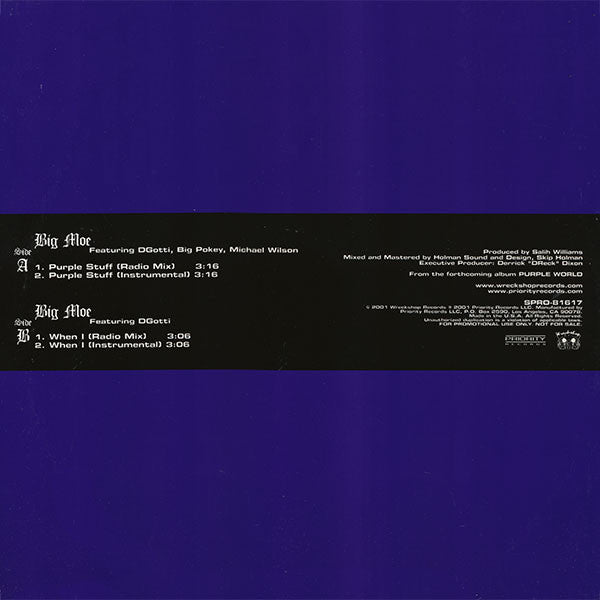Big Moe : Purple Stuff b/w When I (12", Single, Promo, Pur)