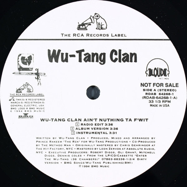 Wu-Tang Clan : Wu-Tang Clan Ain't Nuthing Ta F' Wit / Shame On A Nigga (12", Promo)