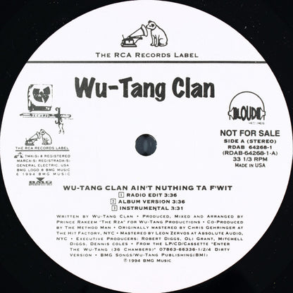 Wu-Tang Clan : Wu-Tang Clan Ain't Nuthing Ta F' Wit / Shame On A Nigga (12", Promo)