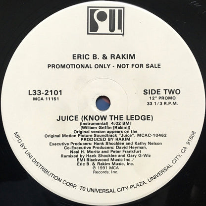 Eric B. & Rakim : Juice (Know The Ledge) (12", Promo)