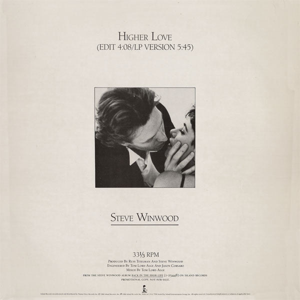 Steve Winwood : Higher Love (12", Promo)