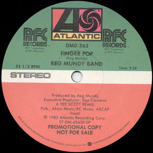 Reg Mundy Band : Finger Pop (12", Promo)