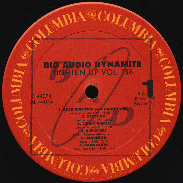 Big Audio Dynamite : Tighten Up Vol. '88 (LP, Album, Car)
