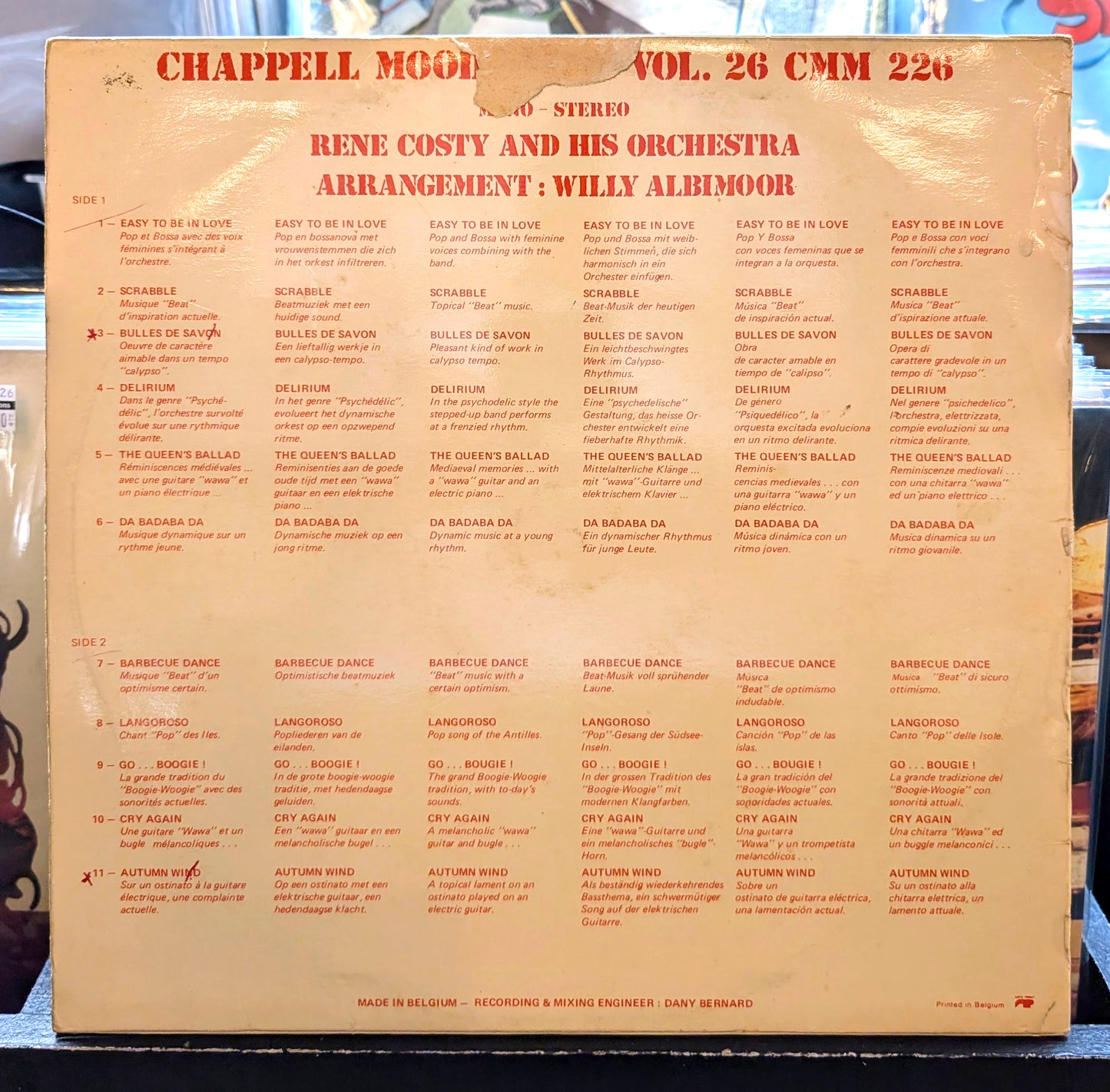 Orchestre René Costy - Chappell Mood Music Vol. 26 CMM226, 1972