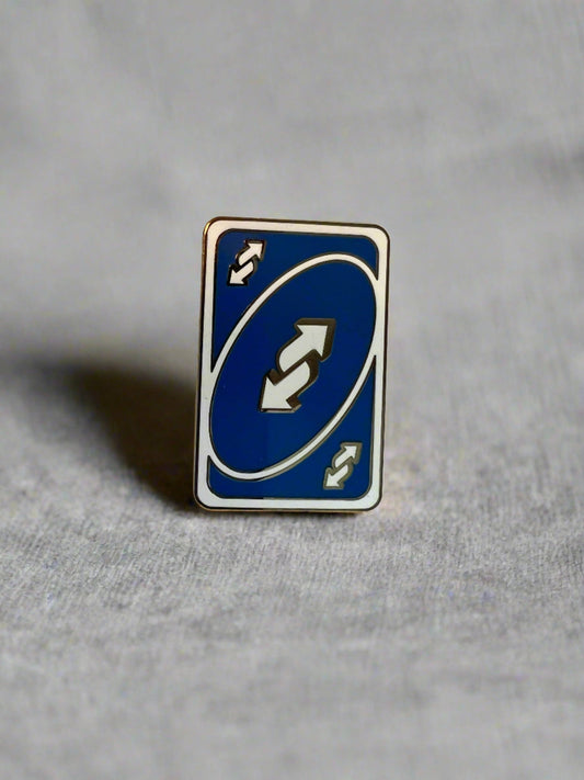 Reverse Uno Blue Enamel Pin
